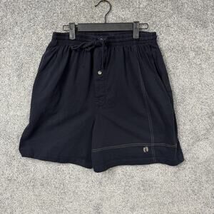 Hang Ten Sweat Shorts Mens Large 28x5.5 Black Elastic Waist Beach Camp Surf Y2K